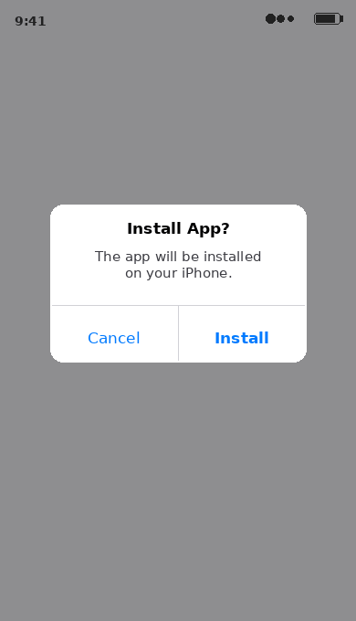 Animation showing how to tap Install and confirm the installation