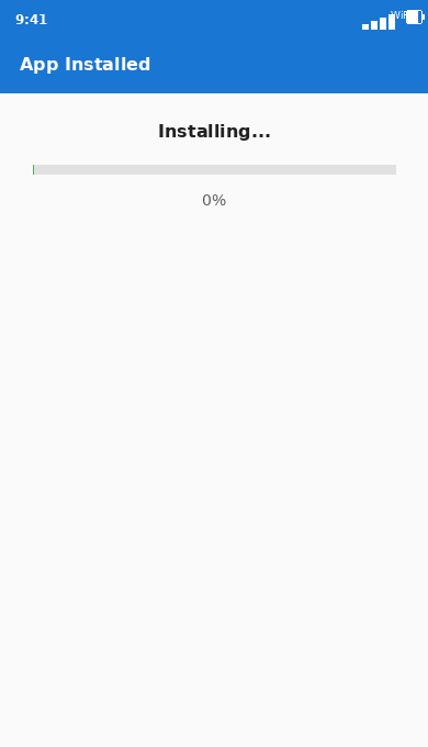 Animation showing the installation complete screen and tapping Open